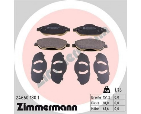Brake Pad Set, disc brake 24660.180.1 Zimmermann, Image 2