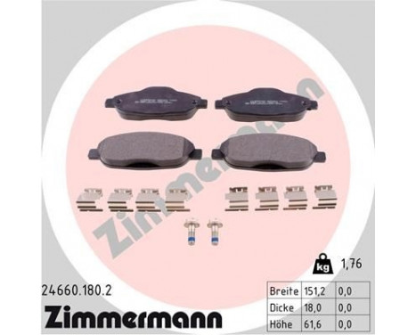 Brake Pad Set, disc brake 24660.180.2 Zimmermann, Image 2