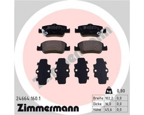 Brake Pad Set, disc brake 24664.160.1 Zimmermann, Image 2