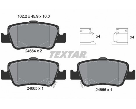 Brake Pad Set, disc brake 2466401 Textar, Image 2