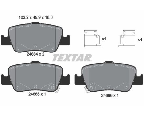 Brake Pad Set, disc brake 2466401 Textar, Image 2