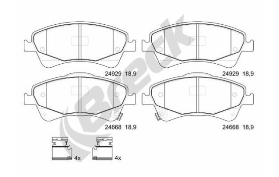 Brake pad set, disc brake 24668 00 701 00 Breck