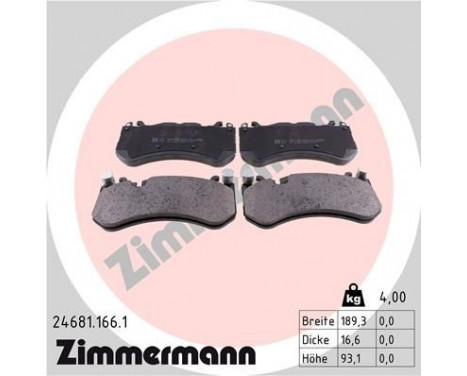 Brake Pad Set, disc brake 24681.166.1 Zimmermann, Image 2