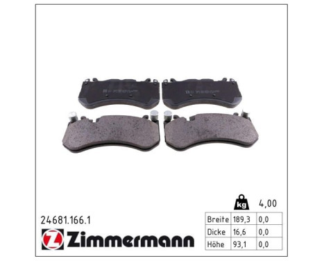 Brake Pad Set, disc brake 24681.166.1 Zimmermann, Image 2