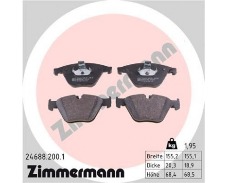 Brake Pad Set, disc brake 24688.200.1 Zimmermann, Image 2