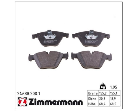 Brake Pad Set, disc brake 24688.200.1 Zimmermann, Image 2