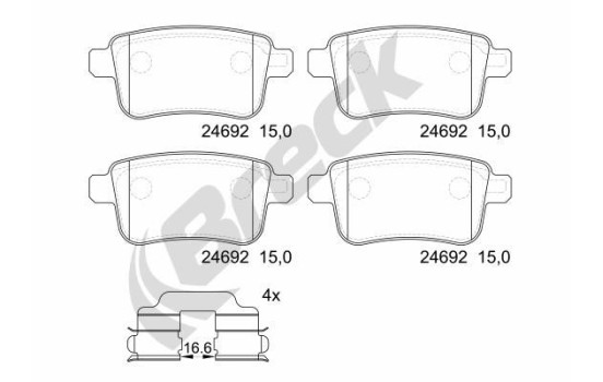 Brake pad set, disc brake 24692 00 704 00 Breck