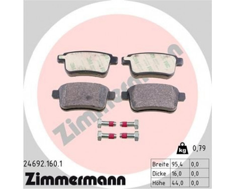 Brake Pad Set, disc brake 24692.160.1 Zimmermann, Image 2