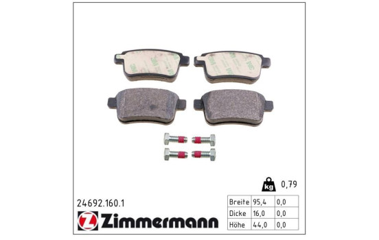 Brake Pad Set, disc brake 24692.160.1 Zimmermann, Image 2