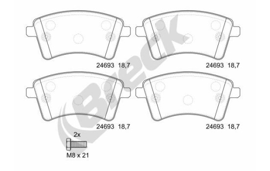 Brake pad set, disc brake 24693 00 701 00 Breck
