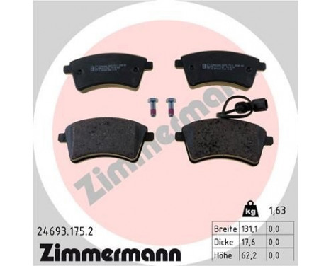 Brake Pad Set, disc brake 24693.175.2 Zimmermann