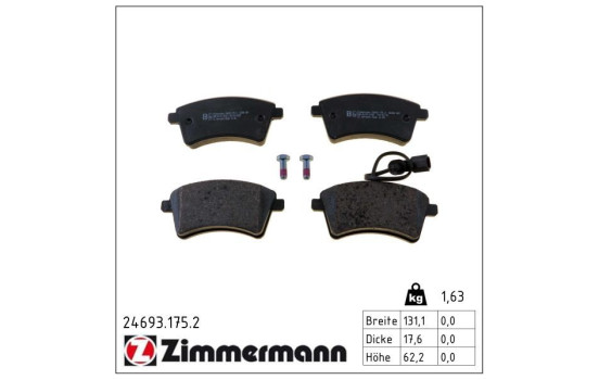 Brake Pad Set, disc brake 24693.175.2 Zimmermann