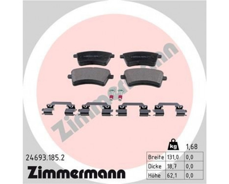 Brake Pad Set, disc brake 24693.185.2 Zimmermann, Image 2