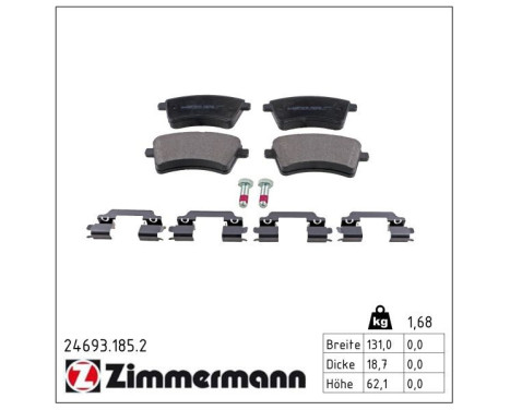 Brake Pad Set, disc brake 24693.185.2 Zimmermann, Image 2