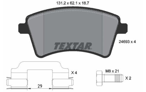 Brake Pad Set, disc brake 2469301 Textar, Image 2