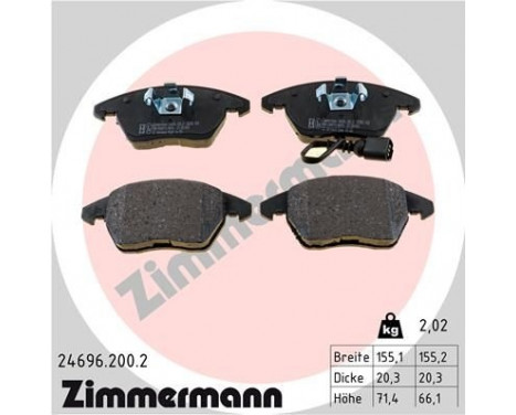 Brake Pad Set, disc brake 24696.200.2 Zimmermann