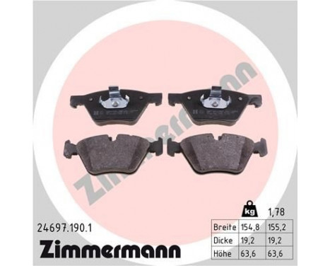 Brake Pad Set, disc brake 24697.190.1 Zimmermann, Image 2