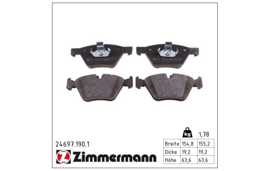 Brake Pad Set, disc brake 24697.190.1 Zimmermann, Image 2