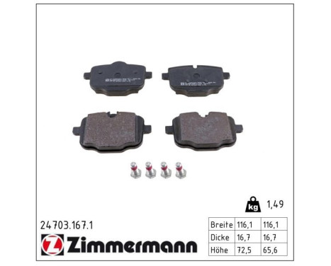 Brake Pad Set, disc brake 24703.167.1 Zimmermann, Image 2