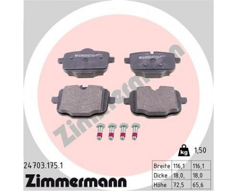 Brake Pad Set, disc brake 24703.175.1 Zimmermann, Image 2