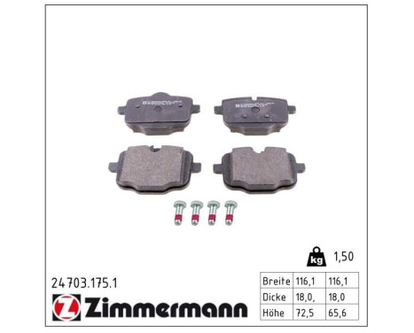 Brake Pad Set, disc brake 24703.175.1 Zimmermann, Image 2