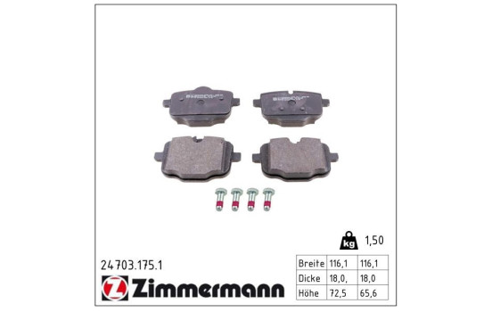 Brake Pad Set, disc brake 24703.175.1 Zimmermann, Image 2
