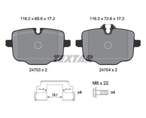 Brake pad set, disc brake 2470303 Textar