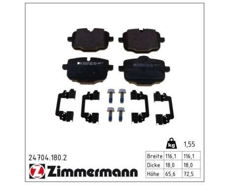Brake Pad Set, disc brake 24704.180.2 Zimmermann