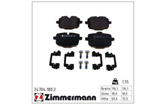 Brake Pad Set, disc brake 24704.180.2 Zimmermann