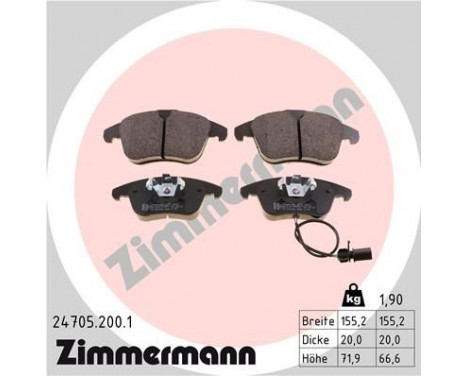 Brake Pad Set, disc brake 24705.200.1 Zimmermann, Image 2