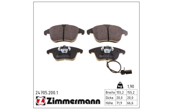 Brake Pad Set, disc brake 24705.200.1 Zimmermann, Image 2