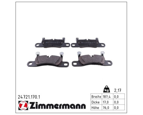 Brake Pad Set, disc brake 24721.170.1 Zimmermann, Image 2