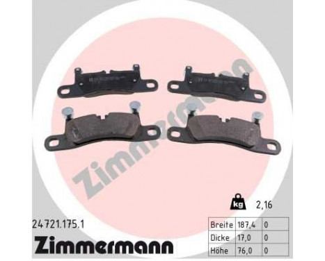 Brake Pad Set, disc brake 24721.175.1 Zimmermann, Image 2