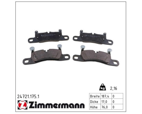 Brake Pad Set, disc brake 24721.175.1 Zimmermann, Image 2