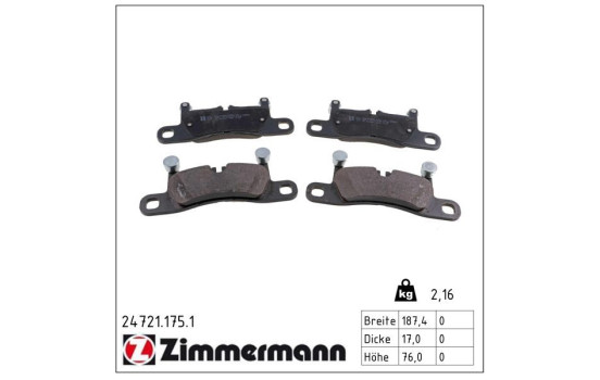 Brake Pad Set, disc brake 24721.175.1 Zimmermann, Image 2