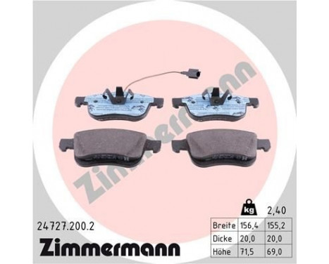 Brake Pad Set, disc brake 24727.200.2 Zimmermann, Image 2