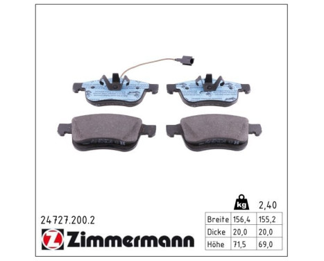 Brake Pad Set, disc brake 24727.200.2 Zimmermann, Image 2