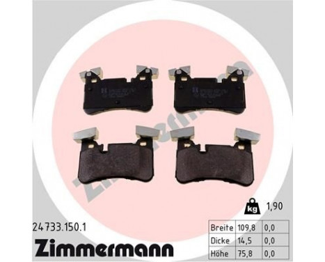 Brake Pad Set, disc brake 24733.150.1 Zimmermann, Image 2