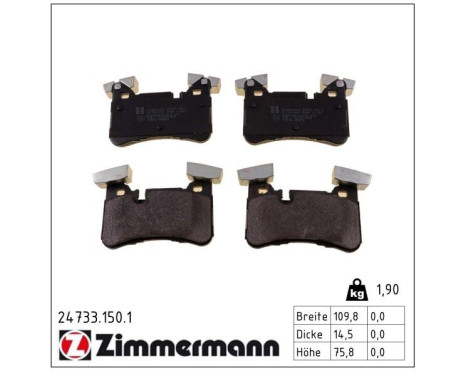 Brake Pad Set, disc brake 24733.150.1 Zimmermann, Image 2