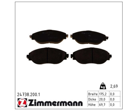 Brake Pad Set, disc brake 24738.200.1 Zimmermann