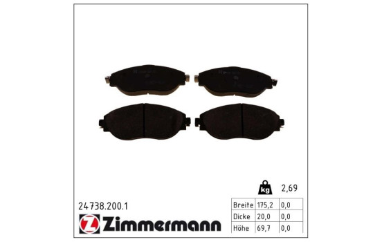 Brake Pad Set, disc brake 24738.200.1 Zimmermann