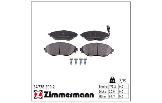 Brake Pad Set, disc brake 24738.200.2 Zimmermann, Image 2