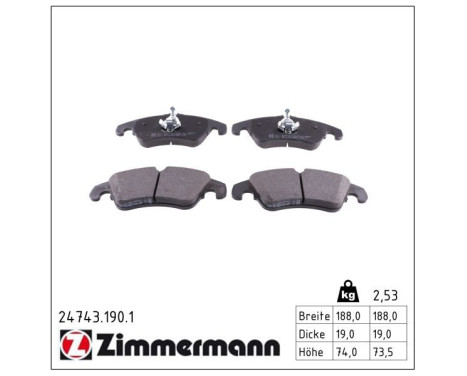 Brake Pad Set, disc brake 24743.190.1 Zimmermann, Image 2