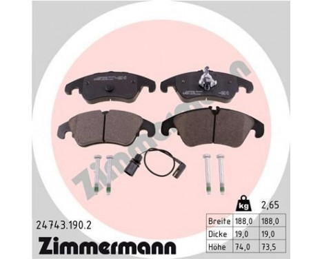 Brake Pad Set, disc brake 24743.190.2 Zimmermann, Image 2