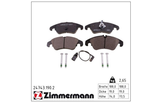 Brake Pad Set, disc brake 24743.190.2 Zimmermann, Image 2
