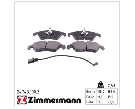 Brake Pad Set, disc brake 24743.190.3 Zimmermann, Image 2