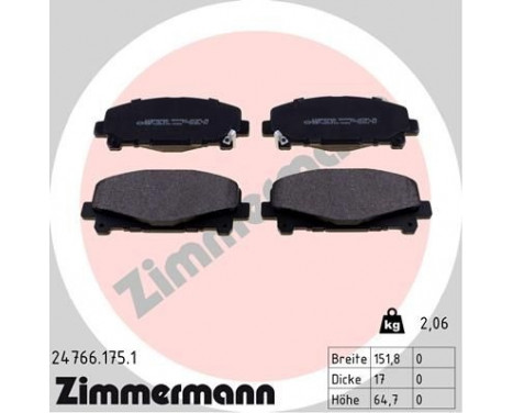 Brake Pad Set, disc brake 24766.175.1 Zimmermann