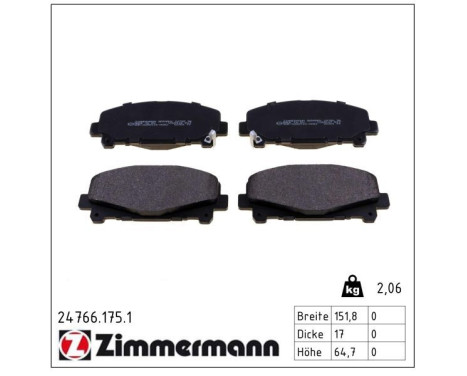 Brake Pad Set, disc brake 24766.175.1 Zimmermann, Image 2