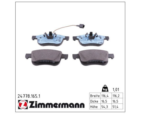Brake Pad Set, disc brake 24778.165.1 Zimmermann, Image 2