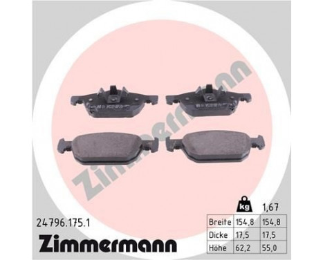 Brake Pad Set, disc brake 24796.175.1 Zimmermann, Image 2